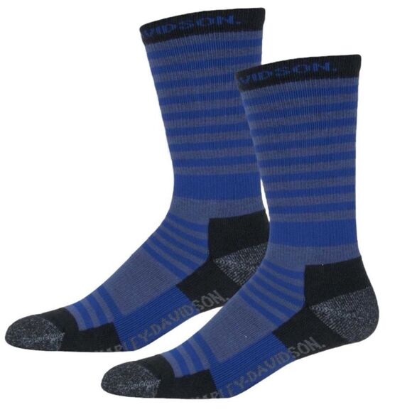 Harley-Davidson Blue And Black Stripe All Weather Socks, 2 Pairs, Size M, NWT - Picture 1 of 8